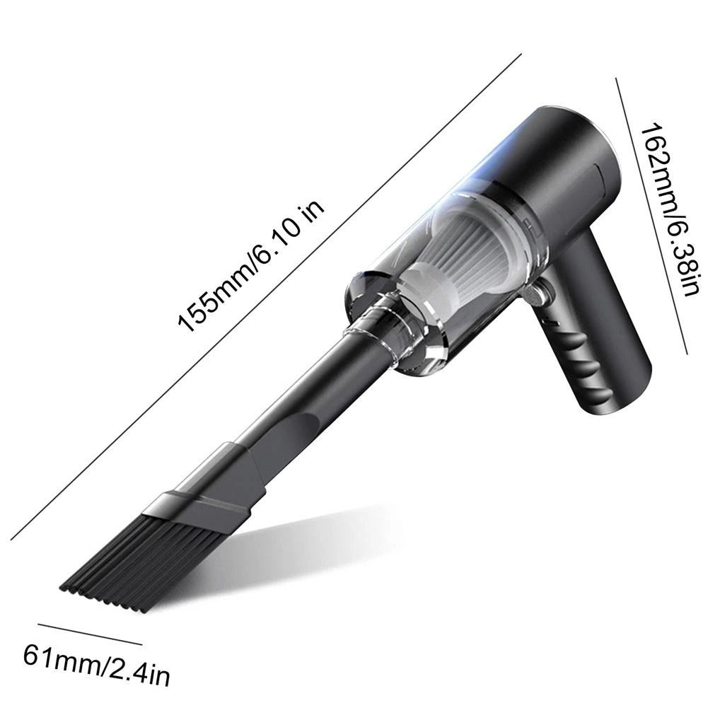 Puce Gaia 120W cordless handheld vacuum cleaner for car and auto cleaning, small portable mini design with dust nozzle and handle