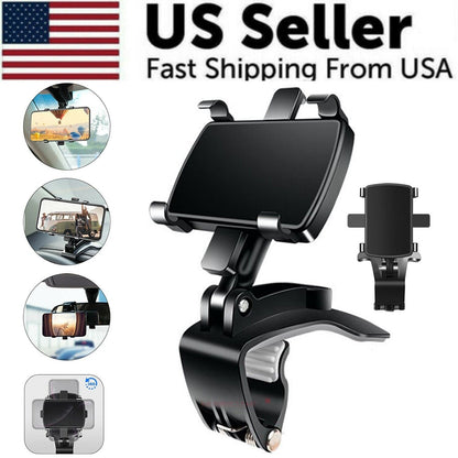 Puce Gaia universal car dashboard mount holder stand with clip and cradle for cell phones, fitting securely on vehicle dashboards.