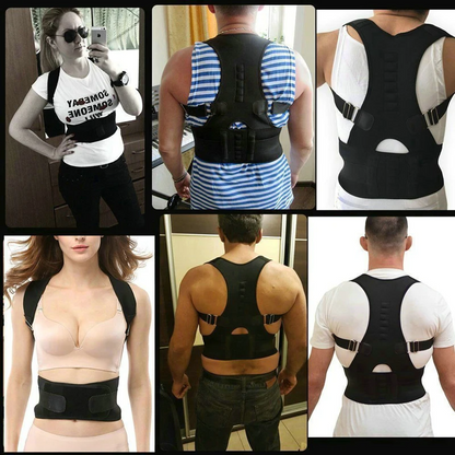 Puce Gaia posture corrector support magnetic back shoulder brace belt band for improved spinal alignment and shoulder posture.