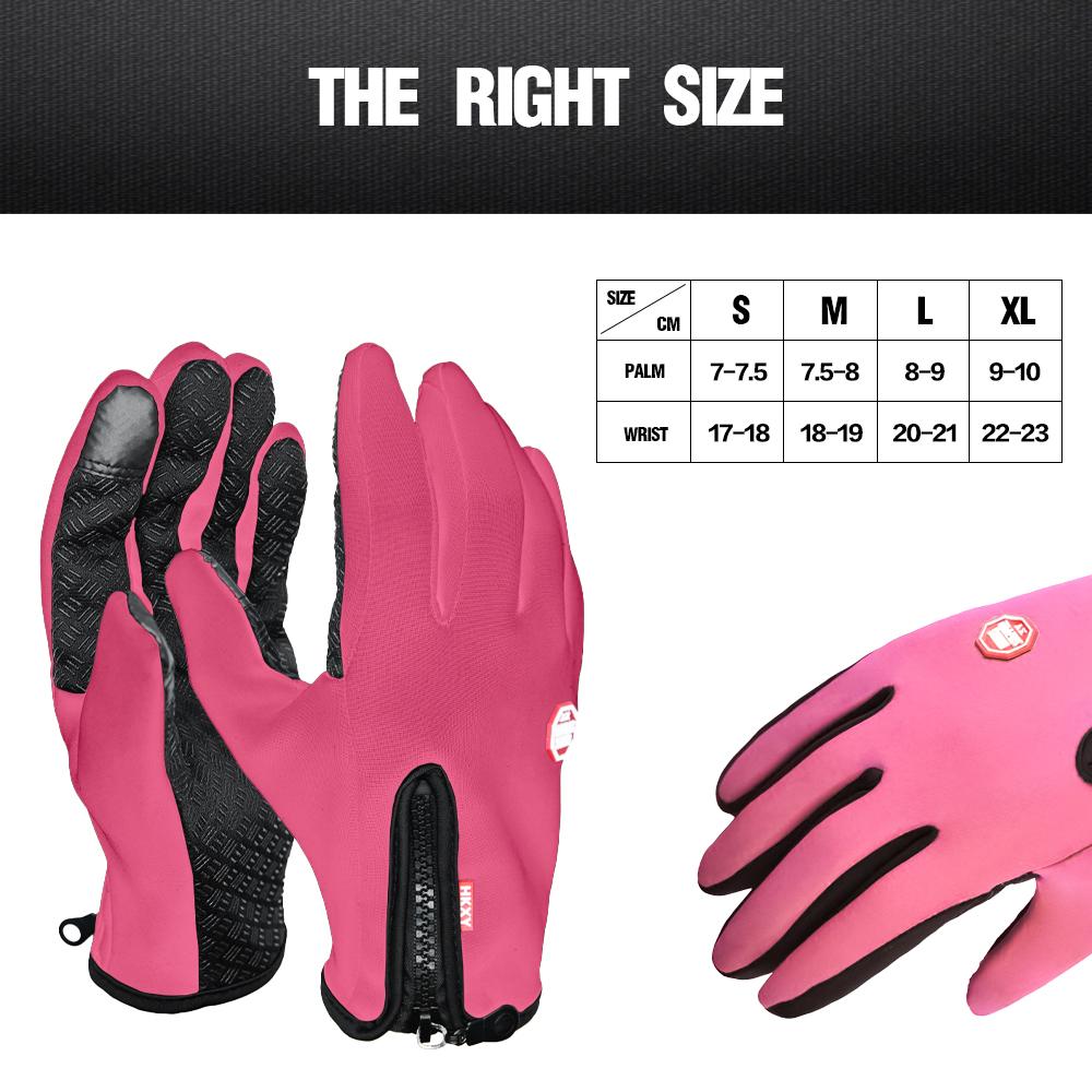 Pink Iolaus winter thermal gloves with waterproof windproof design and touch screen fingertips for outdoor sports.