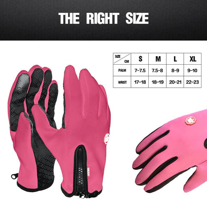 Pink Iolaus winter thermal gloves with waterproof windproof design and touch screen fingertips for outdoor sports.