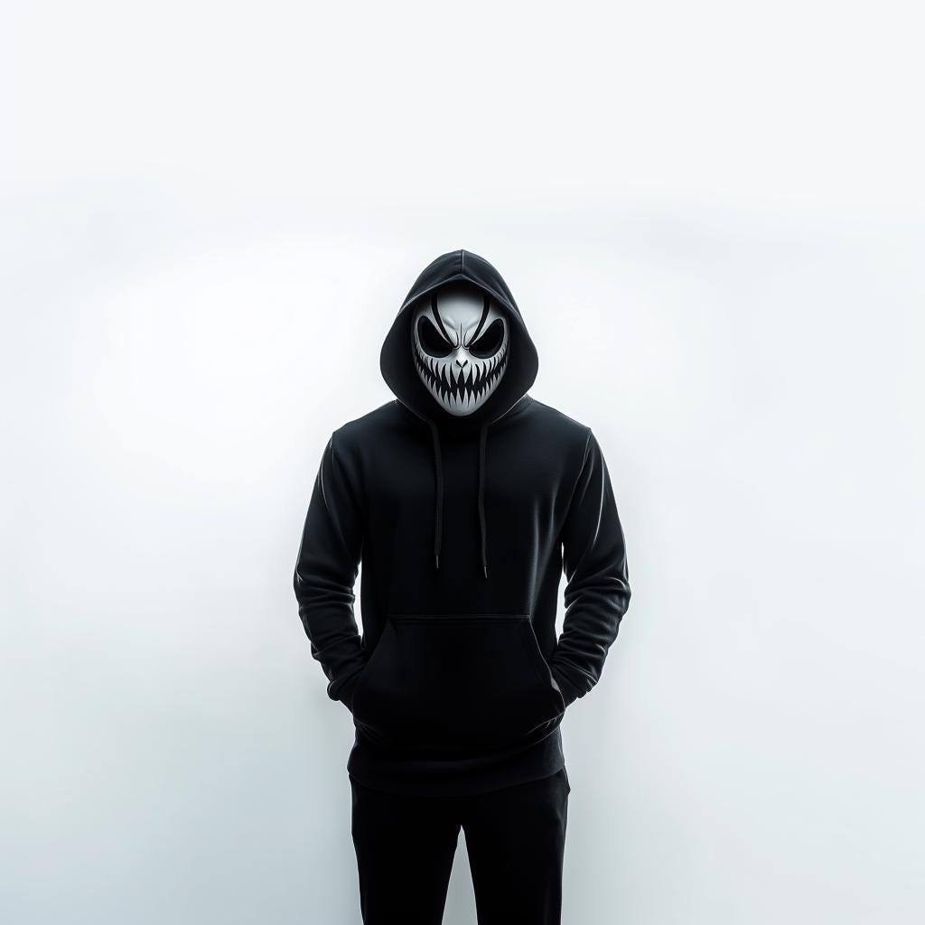Start2Finish grinning demon horror mask with 3D printed, scary villain design, perfect for Halloween costumes and cosplay.