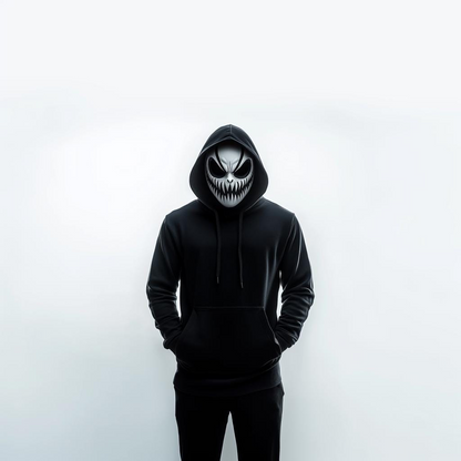 Start2Finish grinning demon horror mask with 3D printed, scary villain design, perfect for Halloween costumes and cosplay.