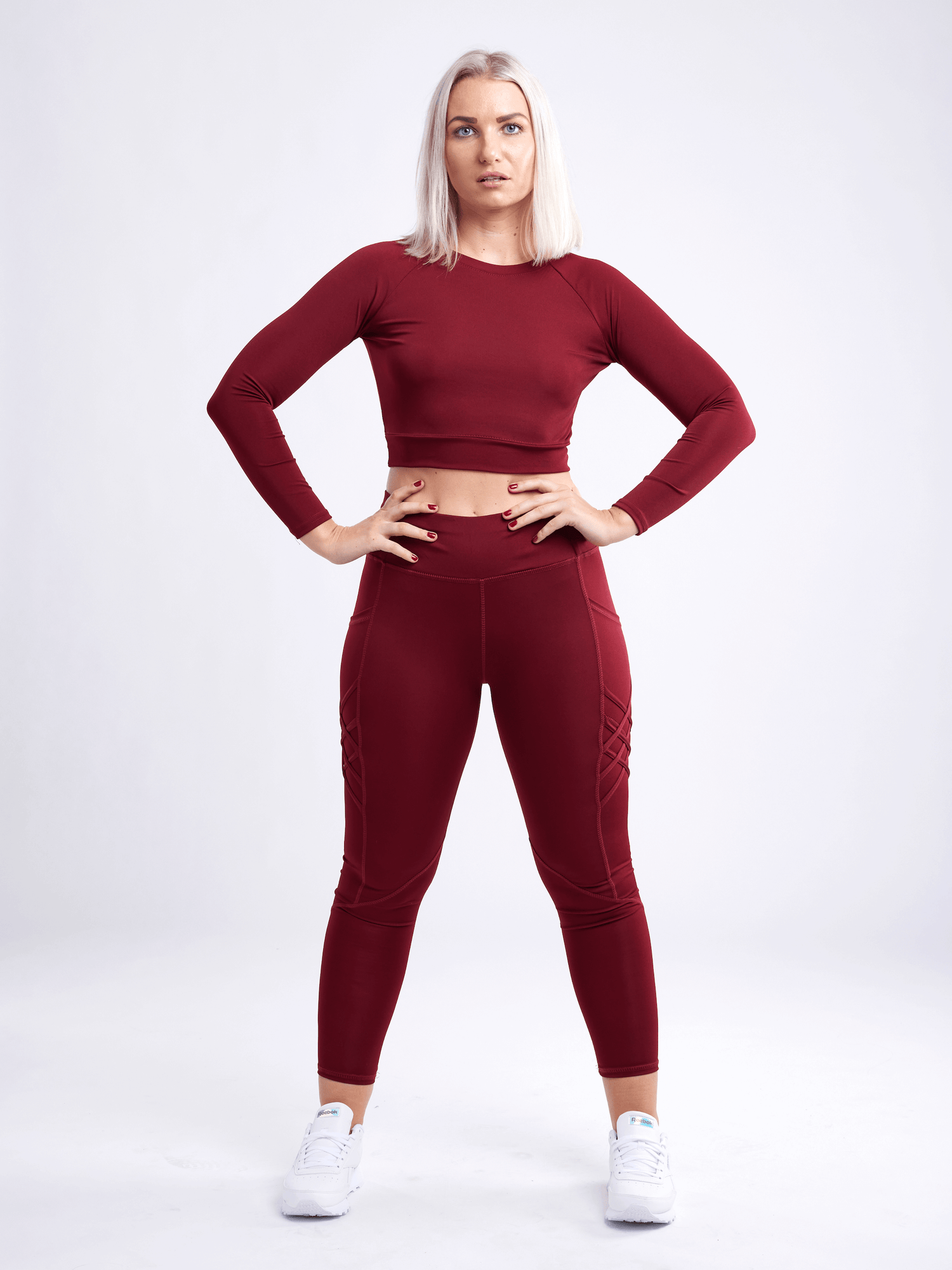 Black Lavender JupiterGear long-sleeve crop top, activewear shirt with fitted style and soft fabric, shown on a white background.