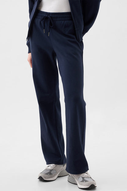 Navy blue fleece-lined casual pants with drawstring waist from Carmine Juneberry, featuring a comfortable, solid color design.
