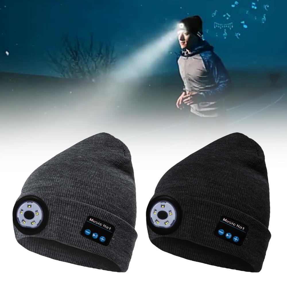 Pink Iolaus Wireless Bluetooth LED hat with built-in music speakers and winter light, designed for outdoor sports and outdoor activities.