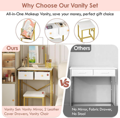 White Ultra Premium Vanity Desk With Exquisite Mirror