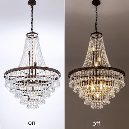 Antique Bronze Crystal Chandelier 10 Lights Farmhouse
