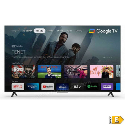 55-inch TCL Smart TV 4K Ultra HD LED with Wi-Fi, showcasing a sleek black design and vibrant screen display.