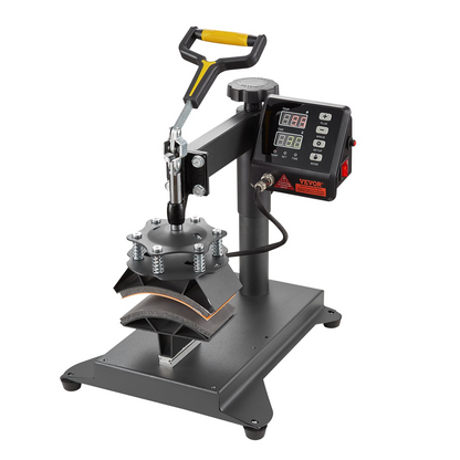 Start2Finish VEVOR 8-in-1 heat press machine with 15x15 inch swinging T-shirt and mug transfer press in black.