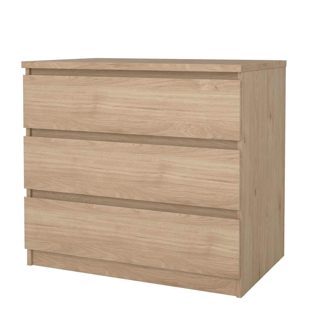 Jackson Hickory Scottsdale 3 Drawer Chest by Start2Finish, showcasing a modern furniture piece with three spacious drawers and wood finish.