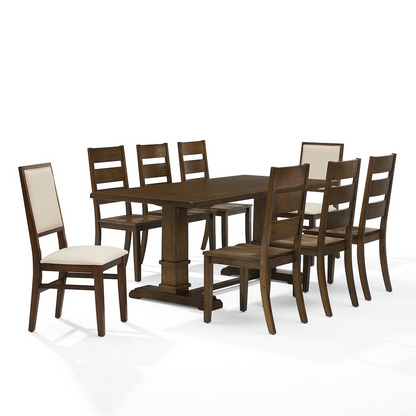 Start2Finish 9-piece dining table set with large table, six ladder-back chairs, and two back chairs for family meals.