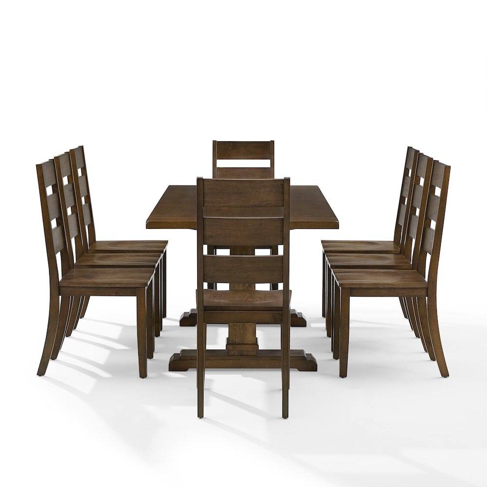 Joanna 9-piece dining table set by Start2Finish with a large table and 8 ladder-back chairs in a modern wood finish.