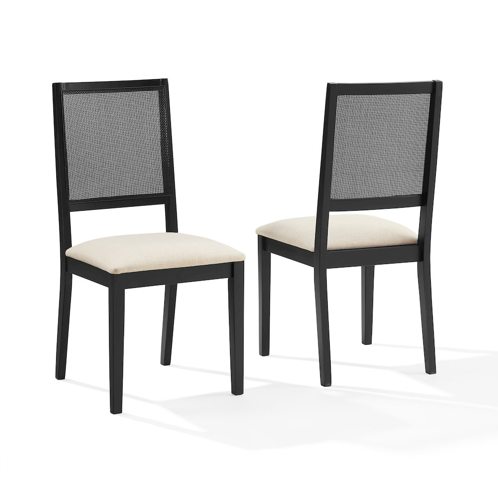 Start2Finish Greer 2-piece dining chair set with two modern upholstered chairs featuring wooden legs and a sleek design.