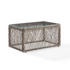 Start2Finish Granite Bay wicker outdoor coffee table with a glass top and woven wicker design, ideal for patio or garden seating areas.