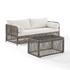 Start2Finish Granite Bay 2-piece wicker outdoor sofa and coffee table patio furniture set, featuring beige cushions and sturdy wicker frames.