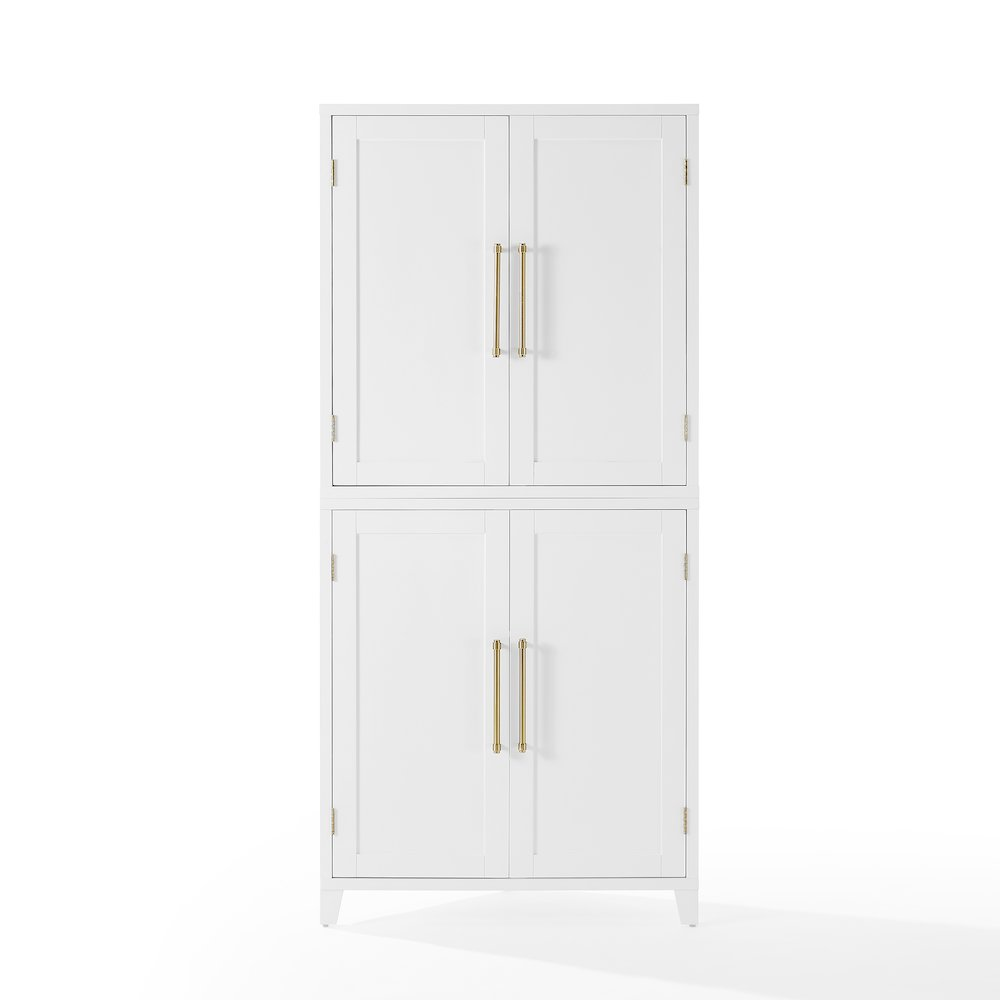 Start2Finish Roarke corner kitchen storage pantry cabinet with adjustable shelves and door for organized kitchen storage.