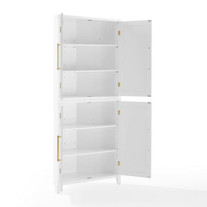 Start2Finish Roarke corner kitchen storage pantry cabinet with shelves and doors for organized kitchen storage.