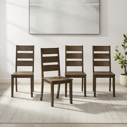 Set of four Joanna ladder-back dining chairs by Start2Finish, featuring wooden frames and woven seats for a classic dining room look.