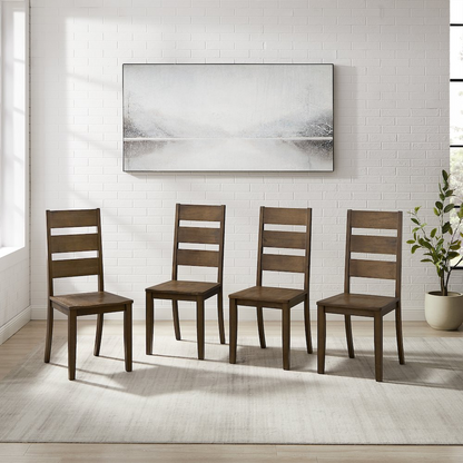 Set of four Joanna ladder-back dining chairs by Start2Finish, featuring wooden frames and woven seats for a classic kitchen or dining room.