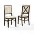 Set of two Joanna upholstered back dining chairs by Start2Finish with cushioned seats and wooden legs, perfect for dining room decor.