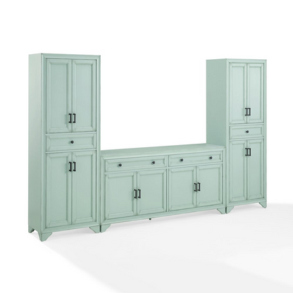 Start2Finish Tara 3-Piece Entertainment Center with sideboard and two pantries, featuring wood finish and modern storage design.