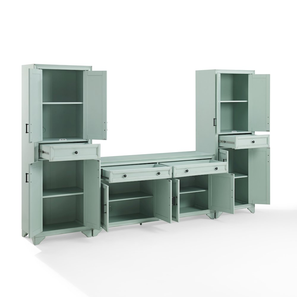 Tara 3-Piece Entertainment Center by Start2Finish featuring a sideboard and two pantries with wood finish and modern design.