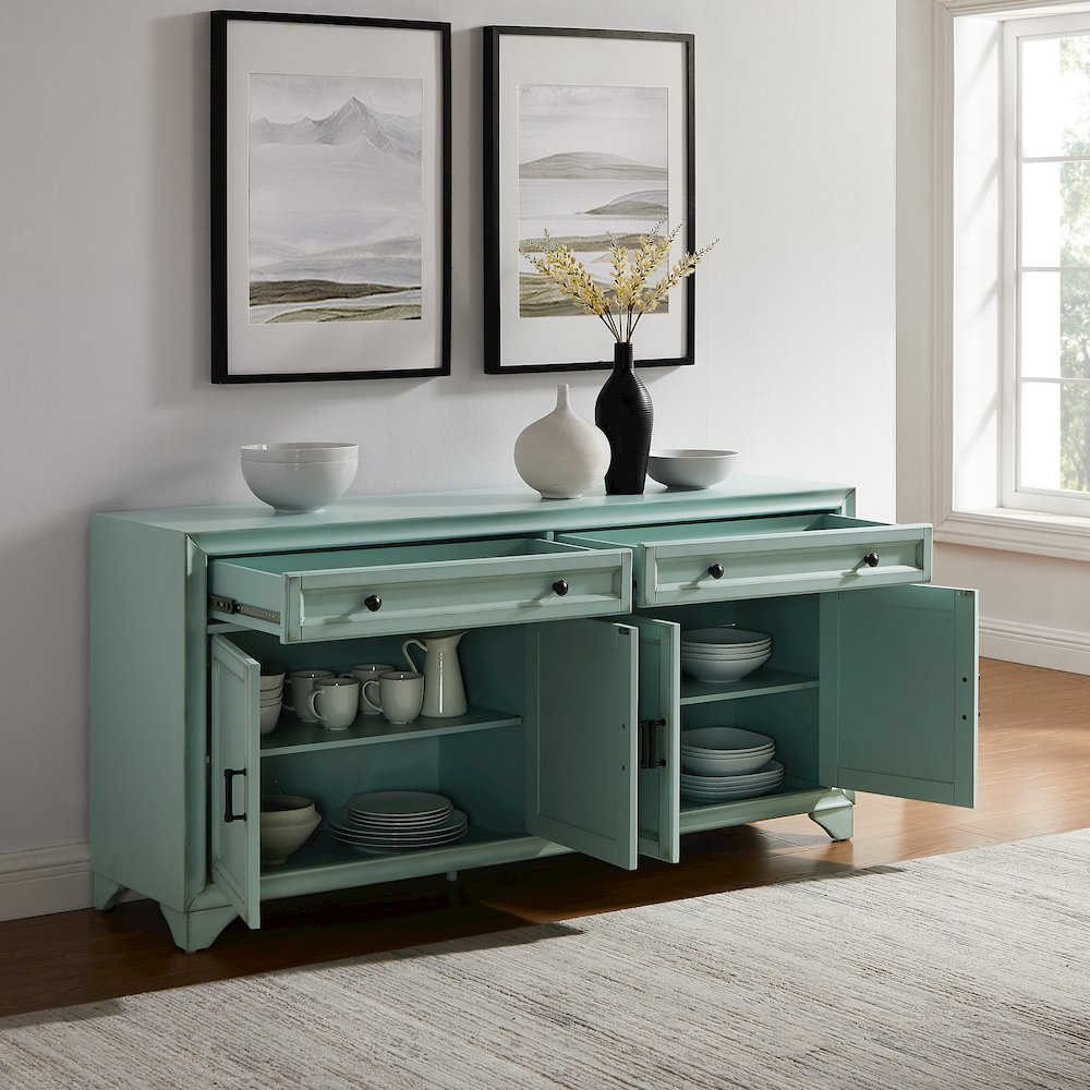 Start2Finish Tara sideboard furniture with sleek wooden finish and modern design, featuring multiple storage cabinets and drawers.