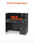 Black VEVOR reception desk with lockable drawer and storage cabinet, 47-inch rectangular office front counter with workspace and lobby setup.