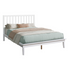 Queen size platform bed with white wood legs, modern and contemporary design by Start2Finish, shown in a sleek bedroom setting.