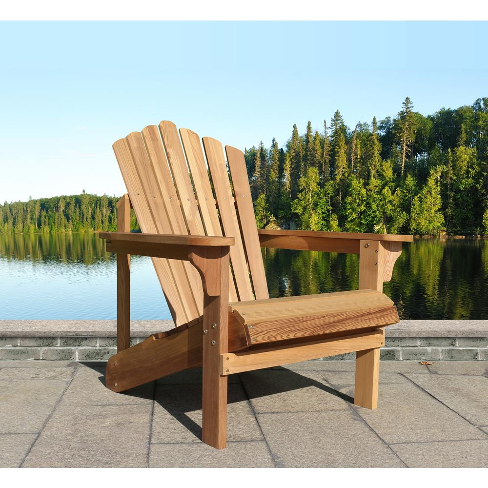 Western Red Cedar Riverside Adirondack Chair by Start2Finish, outdoor wooden furniture with wide armrests and a slanted backrest