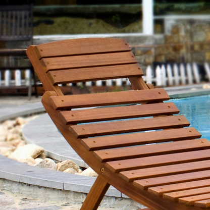Start2Finish curved folding chaise lounger with adjustable backrest and padded surface for comfortable outdoor relaxation.