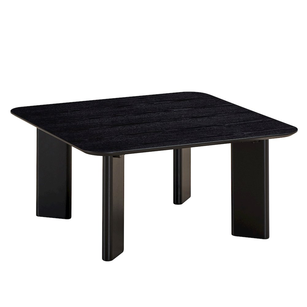 Square modern wood coffee table in black ash finish by Start2Finish, showcasing sleek design and square shape.