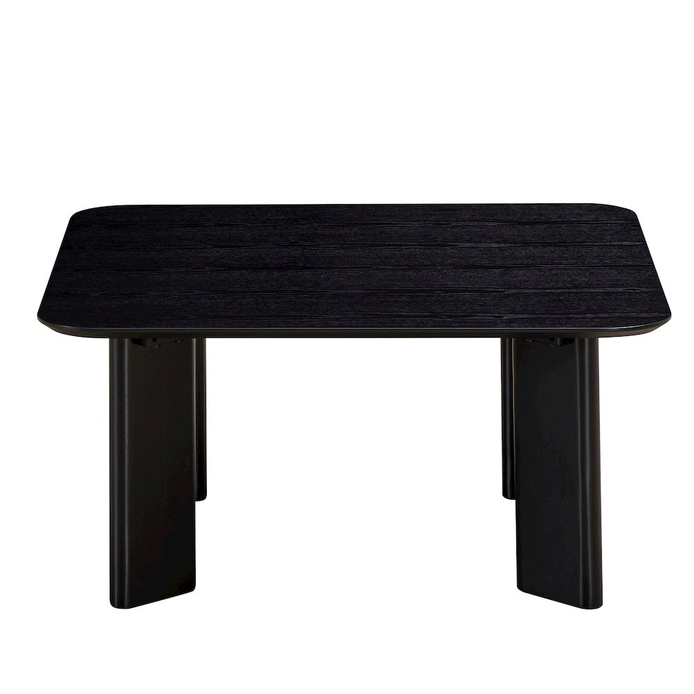 Square-shaped modern wood coffee table in black ash finish by Start2Finish, with clean lines and smooth surface.