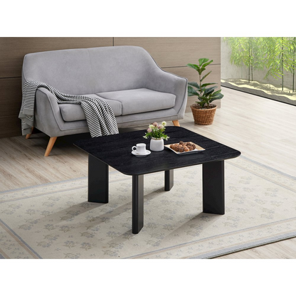 Square modern wood coffee table in black ash finish by Start2Finish, showcasing clean lines and contemporary design.