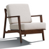 Beige Jasper solid wood and fabric upholstered accent armchair with wooden legs, showcasing a cozy, stylish design.