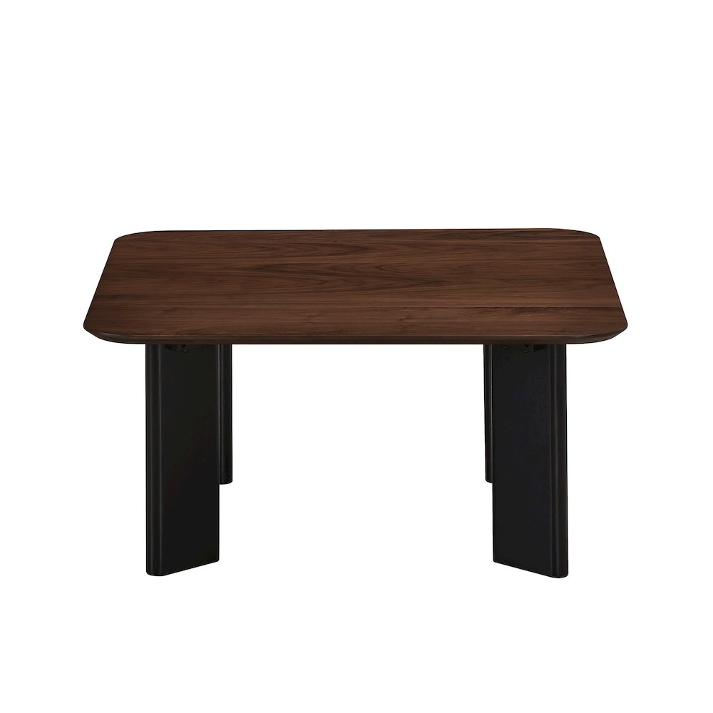 Modern walnut wood Joss square coffee table from Start2Finish with sleek, minimalist design and smooth surface.