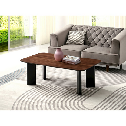 Modern walnut wood Joss rectangular coffee table by Start2Finish with sleek, minimalist design and smooth finish.