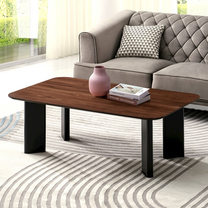 Start2Finish Joss rectangular modern wood coffee table in walnut finish, featuring a sleek design and smooth surface.