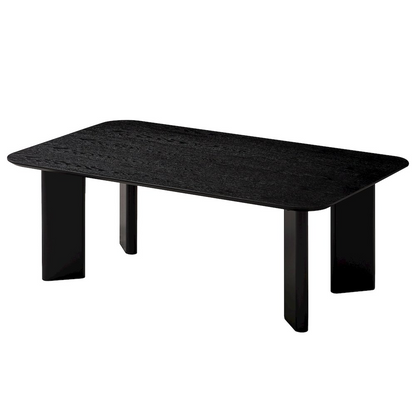 Black ash rectangular modern wood coffee table by Start2Finish, featuring a sleek, minimalist design and sturdy rectangular shape.