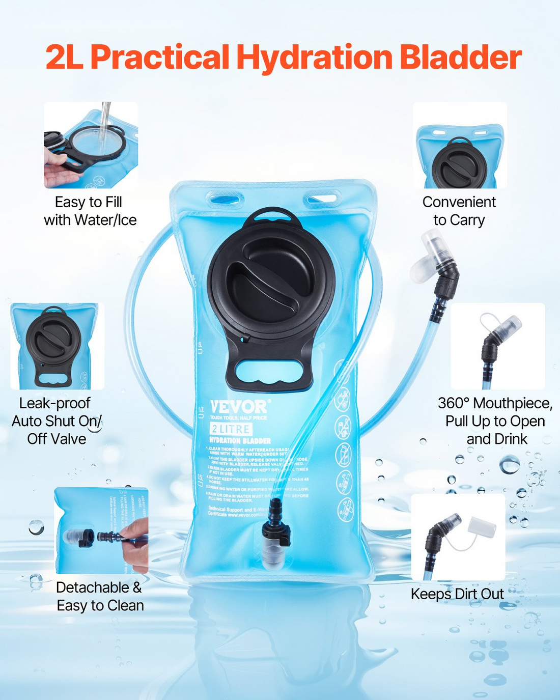 Start2Finish VEVOR 25L insulated hydration backpack with 2L TPU bladder, ideal for hiking, running, cycling, and outdoor adventures.