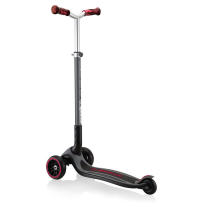 Start2Finish Globber Master Prime 3-Wheel Scooter in black with red accents, suitable for kids, showing the scooter&