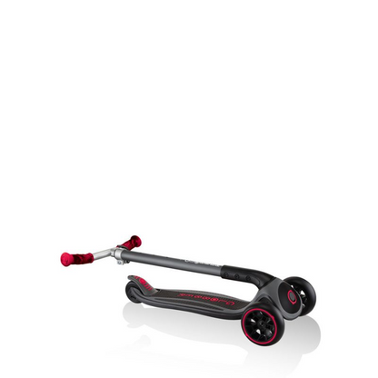 Start2Finish Globber Master Prime 3-Wheel Scooter in black with red accents, featuring a sturdy handlebar and three wheels for stability.