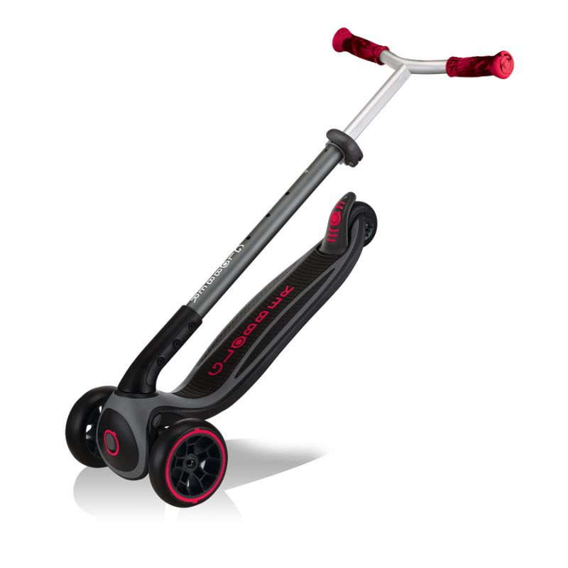Start2Finish Globber Master Prime 3-Wheel Scooter in black with red accents, designed for kids&