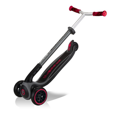 Start2Finish Globber Master Prime 3-Wheel Scooter in black with red accents, designed for kids&