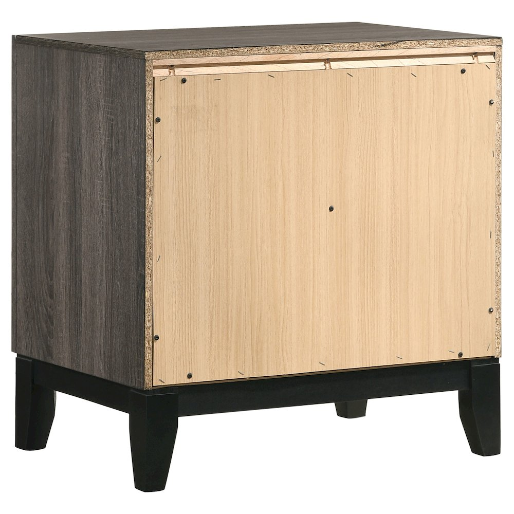 Watson 4-piece Queen bedroom set in grey oak by Start2Finish, including bed frame, dresser, nightstands, and mirror.