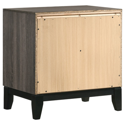 Watson 4-piece Queen bedroom set in grey oak by Start2Finish, including bed frame, dresser, nightstands, and mirror.