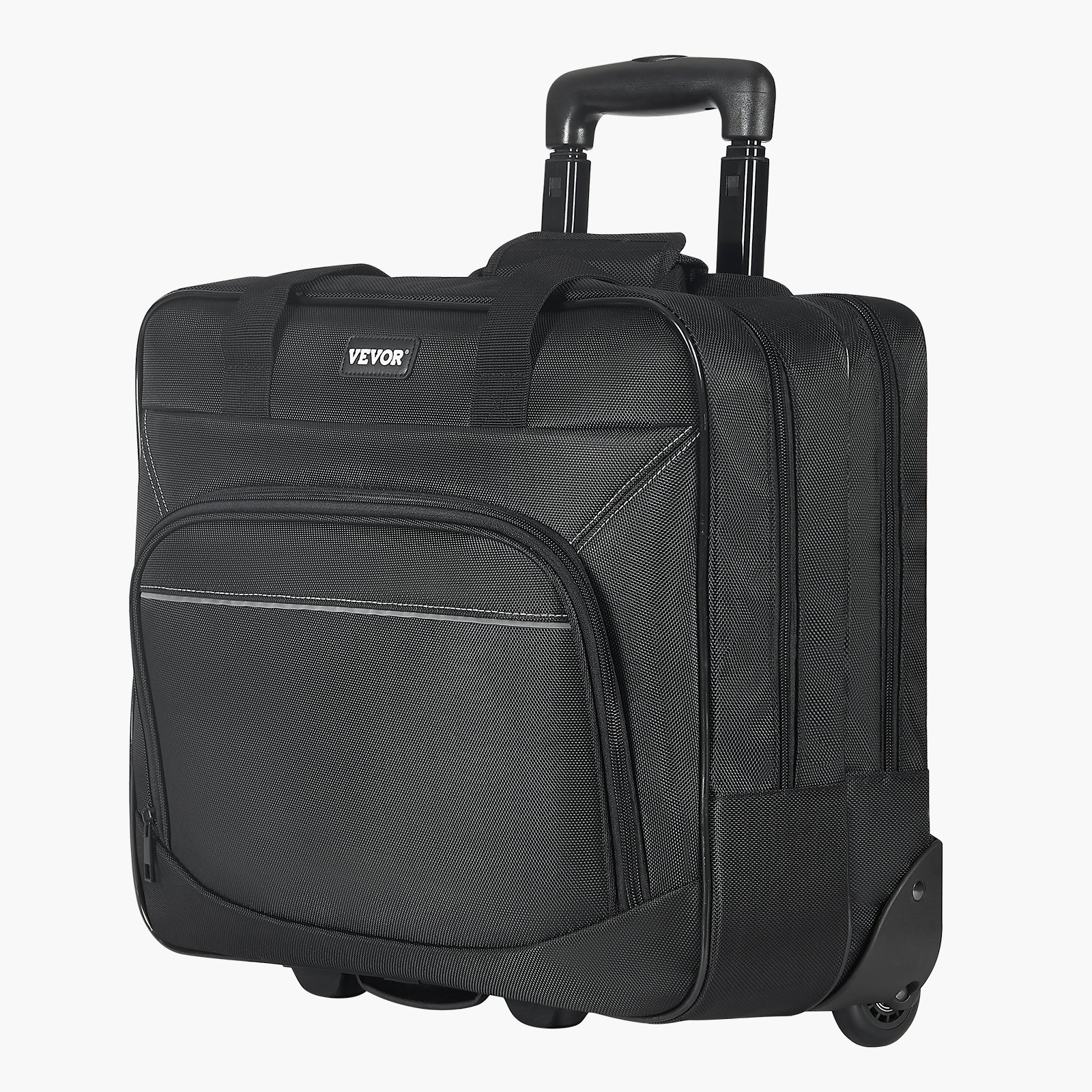 Start2Finish black rolling laptop bag with telescoping handle, fits 15.6-inch laptops, wheeled briefcase for work and travel.