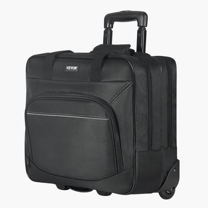 Start2Finish black rolling laptop bag with telescoping handle, fits 15.6-inch laptops, wheeled briefcase for work and travel.