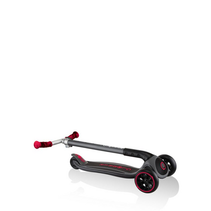 Start2Finish Globber Master Prime 3-Wheel Scooter in black with red accents, featuring sturdy wheels and a comfortable handlebar.